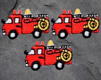 Fire Truck Patch Set - 3 Pack, Firefighter, Firetruck, Applique (Iron On)