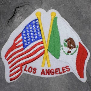 ロサンゼルス パッチ - アメリカとメキシコの国旗、ラテンアメリカ (アイロン接着)
