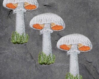 Mushroom Patch Set - 3 Pack, Fungi, Fungus, Hiking, Nature, Applique (Iron On)