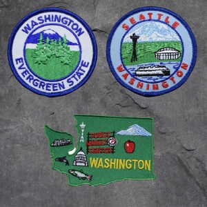 Washington State Patch Set - Seattle, Tacoma, Evergreen State, Needle(Iron On)