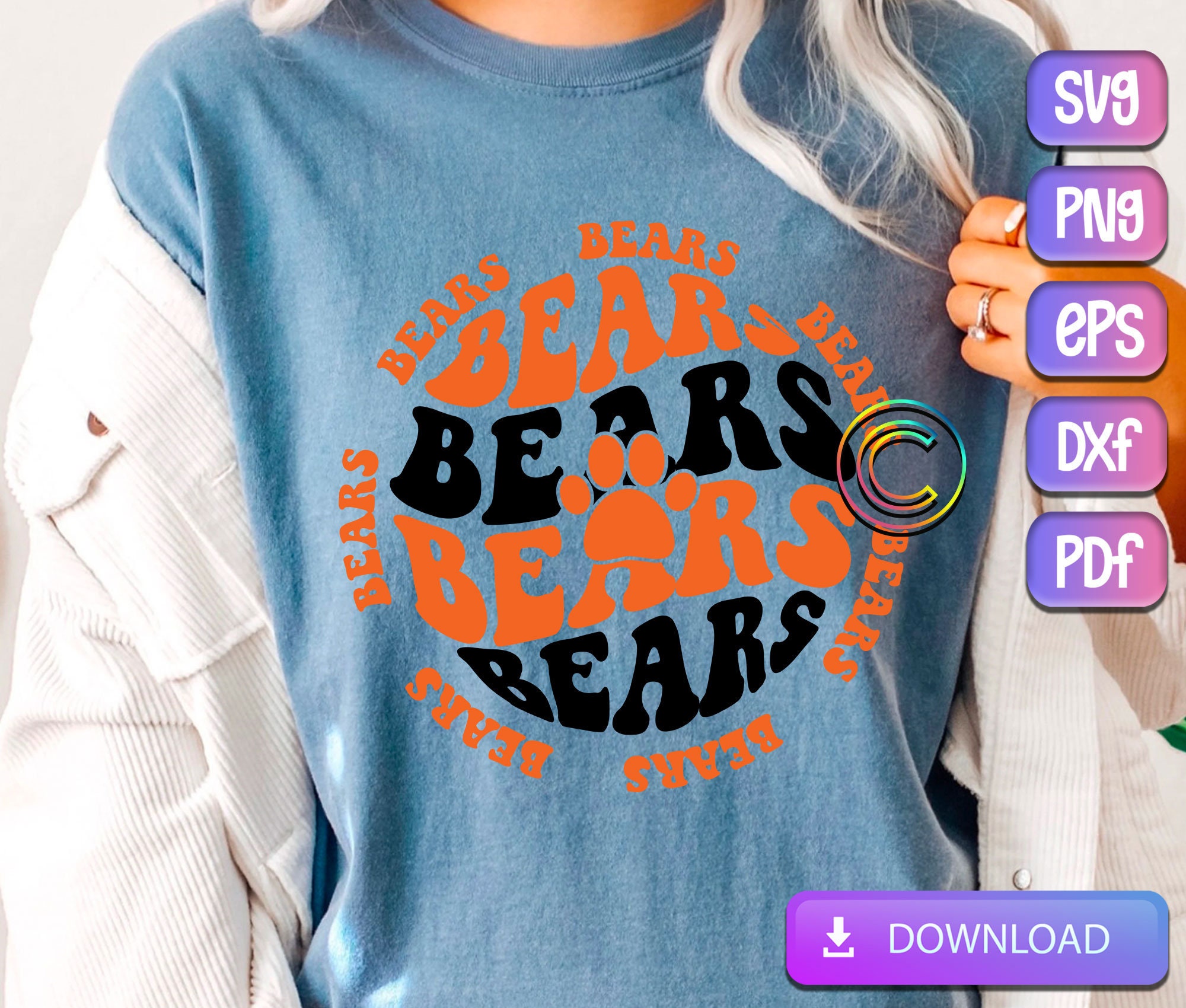 Stacked Bears Paw SVG Bears Mascot Svg Bears Svg Bears Paw Etsy