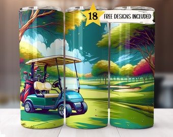 Golf Tumbler Wrap 20oz Skinny Tumblerwrap Golfing Tumblers Sublimation Designs Gift for Golfer PNG Mens Golf Lover Digital Download Template