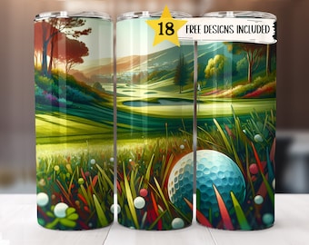 Golf Becher Wrap 20 Unzen Skinny Tumblerwrap Golf Becher Sublimation Designs Geschenk für Golfer PNG Datei Golf Liebhaber digitaler Download Vorlage
