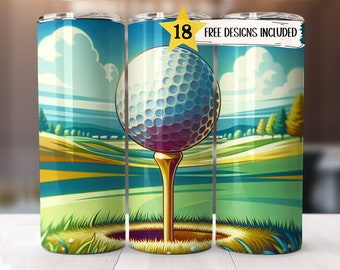 Golf Tumbler Wrap 20 Unzen Skinny Tumblerwrap Golf Tumbler Sublimation Designs Geschenk für Golfer PNG Herren Golf-Liebhaber Digitaler Download Vorlage