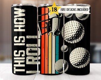 Golf Tumbler Wrap 20oz Skinny Tumblerwrap Golfing Tumblers Sublimation Designs Gift for Golfer PNG Mens Golf Lover Digital Download Template