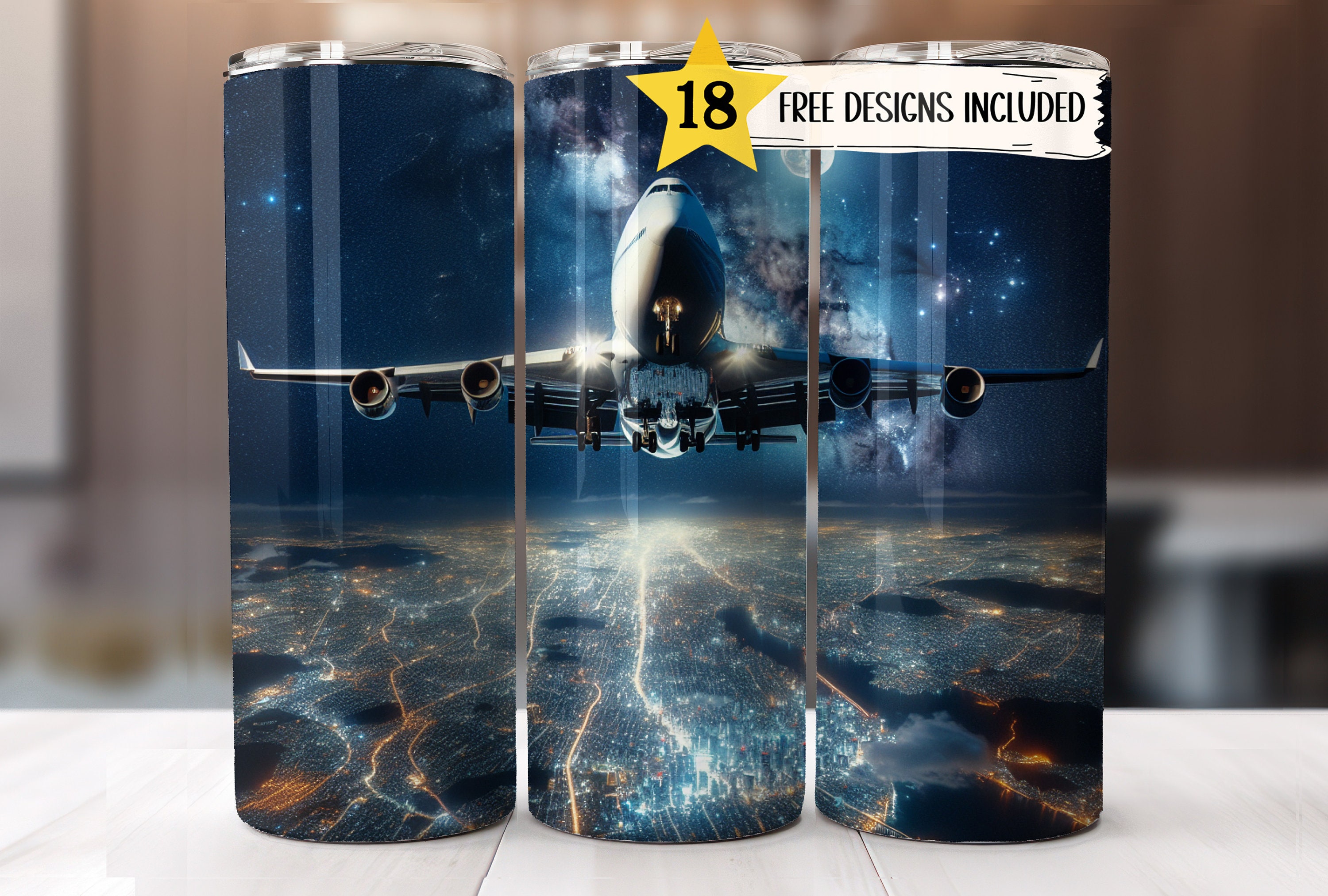 Airplane 20 oz Skinny Tumbler Wrap Aviator Tumbler Sublimation Designs Straight PNG File Digital Download Template Aeroplane Tumbler Airline