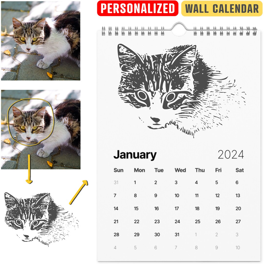 Wall Calendar 2024 Personalized Etsy