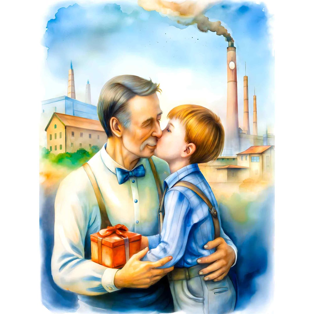 The Boy Who Hugged the Father of the Worker in the Factory Poster - Etsy