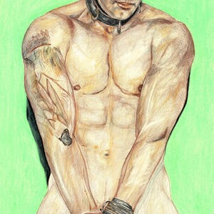 Naked Muscle Guy High Quality Print