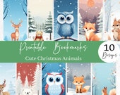 Christmas Animals Printable Bookmarks - Set of 10 INSTANT DOWNLOAD Holiday Gifts for Book Lovers, Teachers, and Kids - Ready to Print - BM23