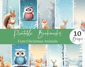 Christmas Animal Bookmarks – Set of 10 Printable Holiday Designs (Digital Download)