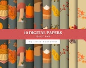 Autumn Seamless Patterns, Fall Digital Paper Set (Digital Download)