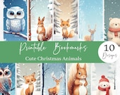 Christmas Animal Bookmarks – Set of 10 Holiday Prints (Digital Download)