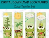 Cute Turtle Bookmarks - Set of 4 INSTANT DOWNLOAD and Ready-to-Print Bookmarks, Perfect Gifts for Book Lovers, Kids and Teachers - BM01