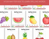 Fruit Word Puzzle for Kids - Cut and Arrange Activity - SW10