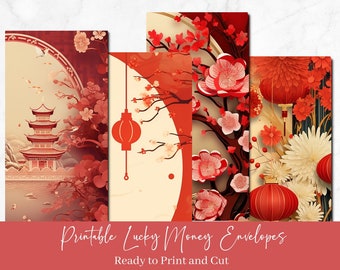 Printable Vietnamese Tet Red Envelopes - INSTANT DOWNLOAD Lunar New Year Lucky Money Envelopes - Chinese New Year Traditions - Lixi - RE03