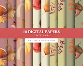 Autumn Seamless Patterns, Fall Digital Paper Set (10, 12x12 Inch)