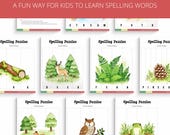 Forest Word Puzzle for Kids - Cut and Arrange Activity - SW07