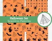 Halloween Seamless Pattern Pack - Set of 5 INSTANT DOWNLOAD Digital Paper - Perfect for Card Making and Craft Projects - PS12