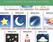 Space Word Puzzle for Kids - Cut and Arrange Activity - SW05