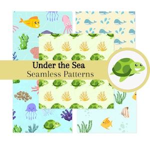 Ocean Treasure Seamless Patterns - 5er Set SOFORT DOWNLOAD Digitales Papier - Perfekt für Notebook Hüllen und Bastelprojekte - PS04