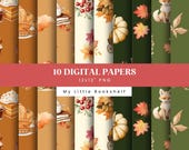 Autumn Digital Paper Set, Seamless Fall Patterns (12x12 Inch)