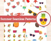 Summer Seamless Pattern Set: Scrapbook Paper, Notebook Covers (Digital Download)