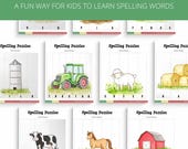 Farm Word Puzzle for Kids - Cut and Arrange Activity - SW06