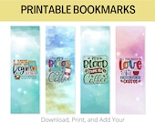 Watercolor Coffee Quote Bookmarks - Set of 4 (Digital Download)