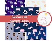Halloween Seamless Pattern Set: Spooky Digital Paper (Digital Download)