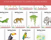 Jungle Word Puzzle for Kids - Cut and Arrange Activity - SW09