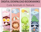 Cute Animal Bookmarks - Set of 4 INSTANT DOWNLOAD and Ready-to-Print Bookmarks, Perfect Gifts for Book Lovers, Kids and Teachers - BM03