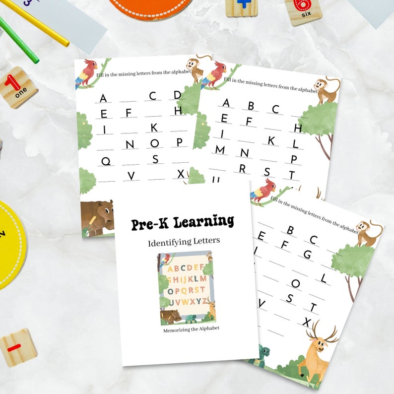 Unidentifying Letters Alphabet Missing Letter Worksheet: Preschool Learning (printable PDF ...