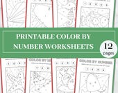 Under the Sea Printable Color by Number Worksheets - Instant Download - CN02