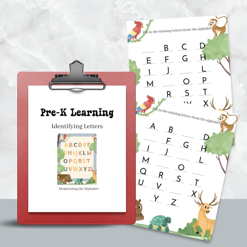 Unidentifying Letters Alphabet Missing Letter Worksheet: Preschool Learning (printable PDF ...