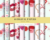 Valentine's Seamless Digital Patterns, Set of 10, 12x12 Inch, Love Instant Download Digital Paper - SP62