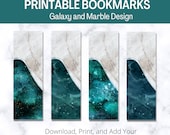 Galaxy & Marble Bookmarks: Set of 4 Printable Designs (Digital Download)