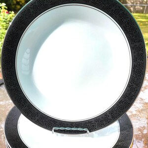 Noritake Mirano Dinner Plates (Set of 4): Black Etched Floral Fine China
