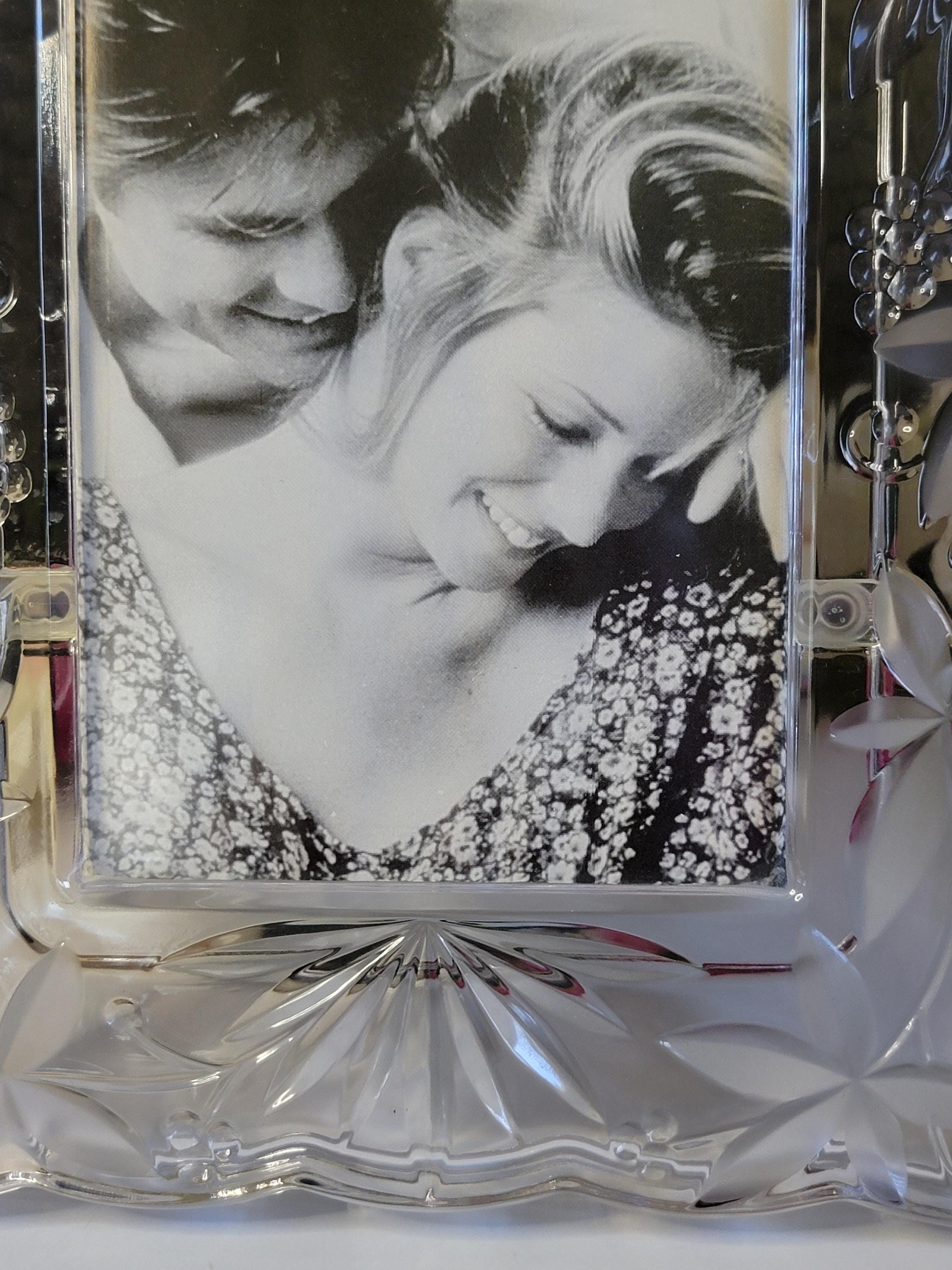 Vintage Mikasa Crystal Photo Frame: Pressed Glass Grape Leaf Decor