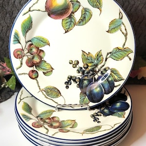 Vintage Pier 1 Fruit Dinner Plates: Macintosh Cottagecore Tableware