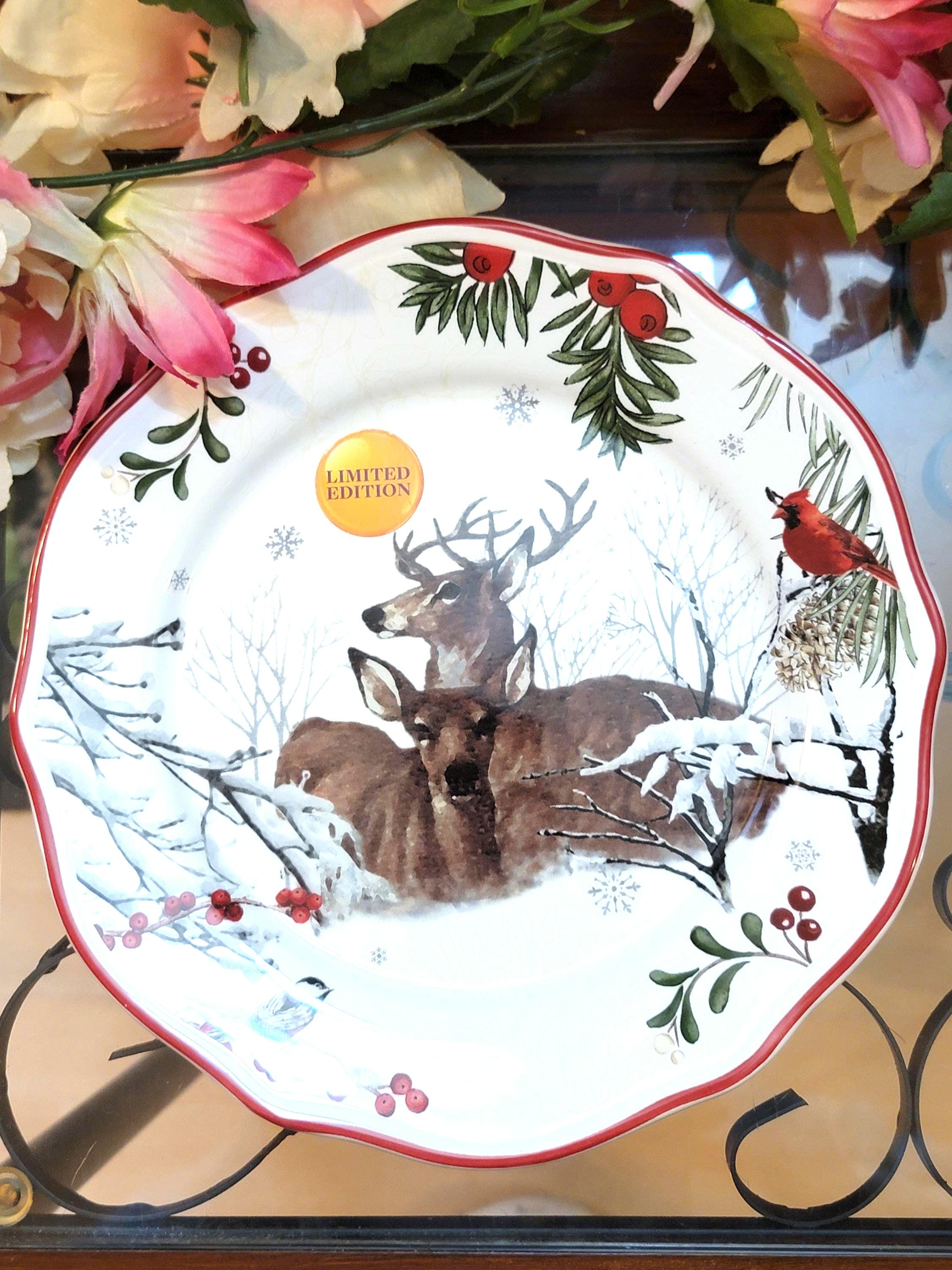 Better Homes & Gardens Winter Forest Salad Plate - 8.75" Ceramic Ironstone Plate, Microwave & Dishwasher Safe