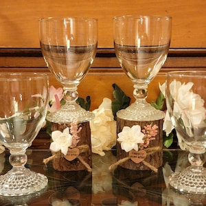 Bubble Foot Clear By Anchor Hocking Vintage Depression Pressed Pattern Glass Water Goblets Set Of 4 - Vintage Bubble Glass - Gift Ideas