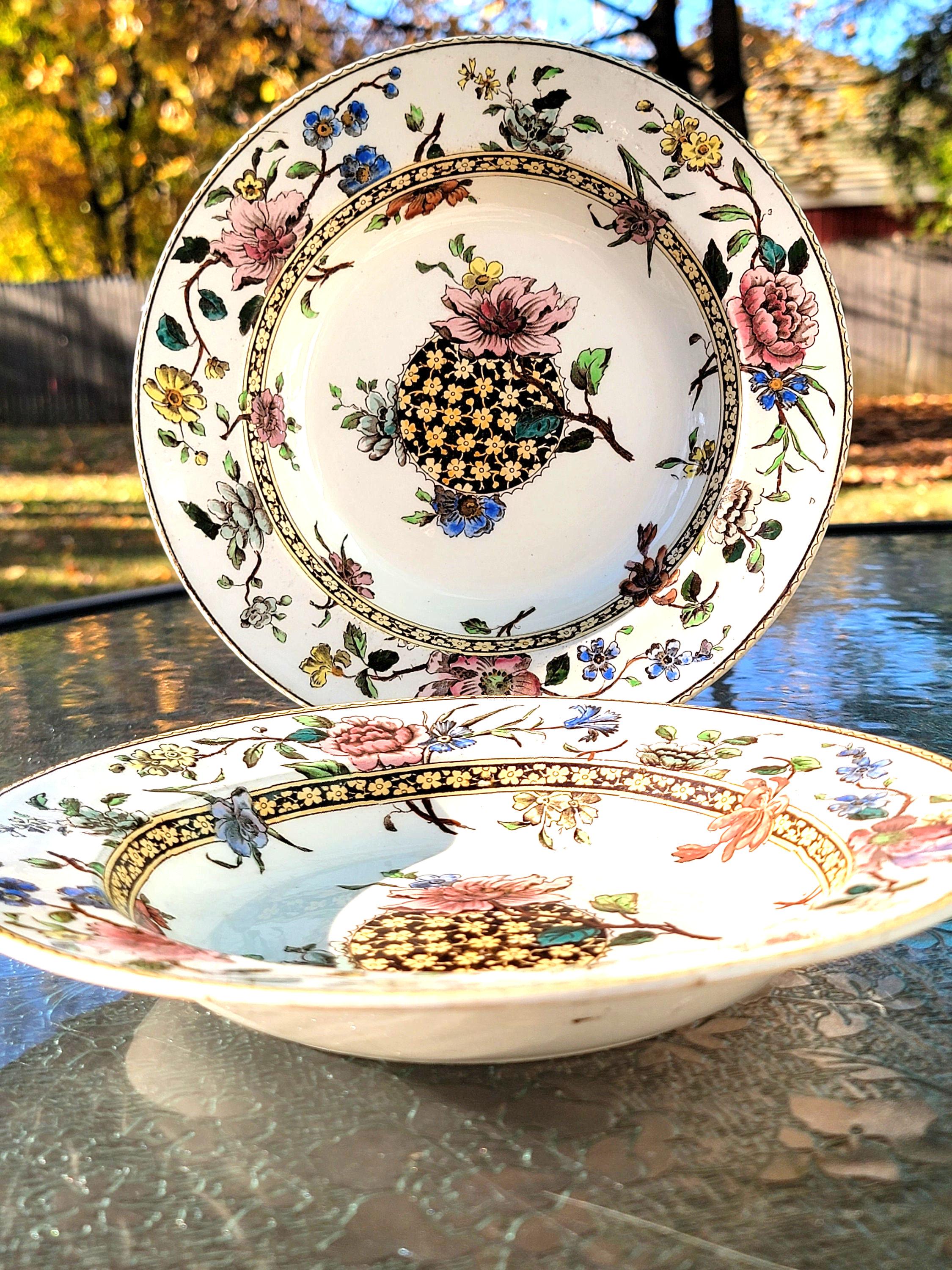 Antique Doulton Burslem England Arnold Transferware Floral