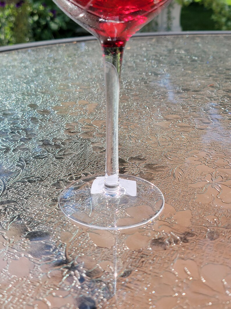 Balloon Crystal Wine Glass Ruby Red to Clear Pier 1 Rare diamond Etched ...