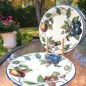 Vintage Pier 1 Fruit Dinner Plates (Set of 4): Macintosh Cottagecore Tableware