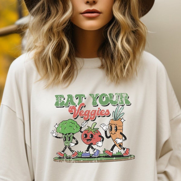 Eat Your Veggies Shirt, Best Friend gift, Vegan Gifts For Her, Retro Graphic, Vegan shirt, Comfort Colors, Gardener Shirt, Garden Gifts