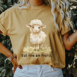 But Now Am Found Lamb T-Shirt, Christian Gifts, Amazing Grace Gift, Baptism Gifts, Cotton Tees, Christian Hymn, Modest Clothing, Sheep Gift