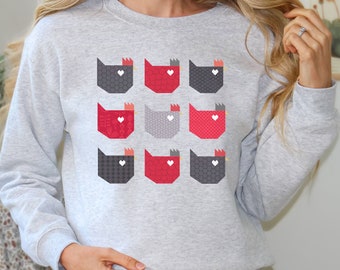Quilt Sweatshirt, Chicken Crewneck, Chicken Lady Shirt, Cute Chicken Sweatshirt, The Trendy Quilter Shop.