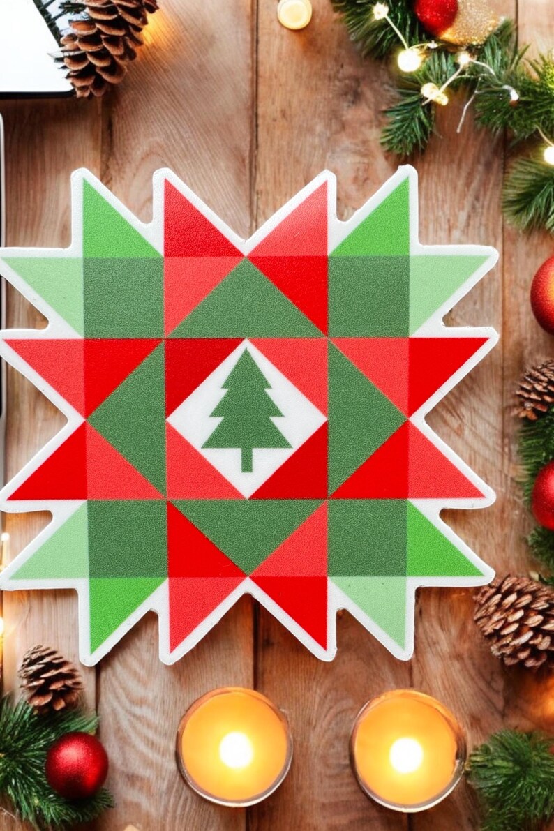 Quilt Sticker, Christmas Quilting Sticker, Holiday Quilt Sticker