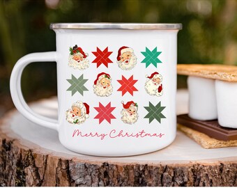 Christmas Quilt Mug for Quilter, Sewing Mug, Gift for Quilter, Gift for Sewer, Christmas Camp Mug, Holiday Coffee Mug, Christmas Tea